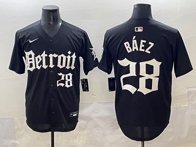Men's Detroit Tigers Javier Baez #28 Black Jersey